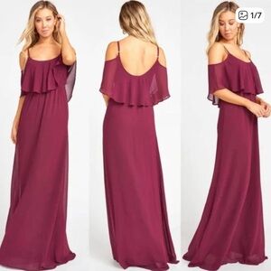 Show Me Your MuMu Merlot Red Caitlin Ruffle Formal Dress